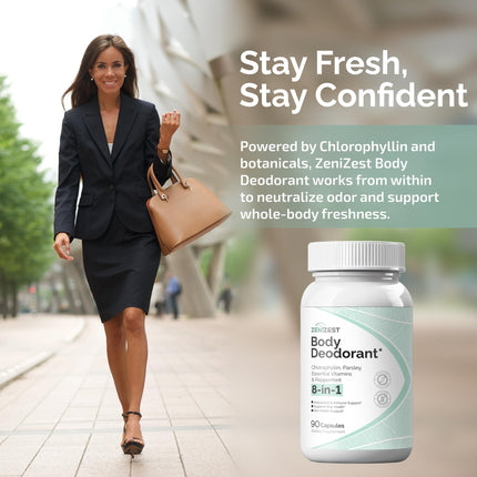ZeniZest Chlorophyll Complex Supplement - Internal Freshness & Odor Support for Men & Women - Skin & Antioxidant Blend - 90 Vegan Capsules