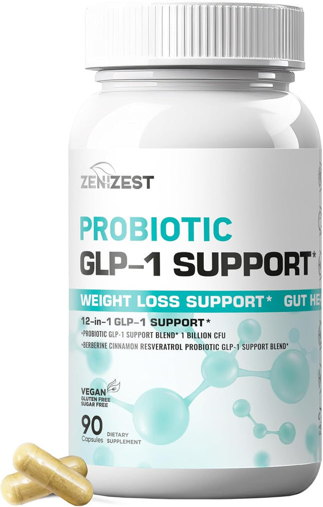 ZeniZest Berberine & Probiotic Complex with Inulin, Cinnamon, Turmeric and Resveratrol - 90 Vegan Capsules for Digestive Health & Metabolic Support