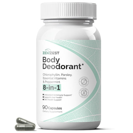 ZeniZest Chlorophyll Complex Supplement - Internal Freshness & Odor Support for Men & Women - Skin & Antioxidant Blend - 90 Vegan Capsules