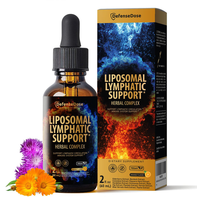 DefenseDose Liposomal Lymphatic Support Drops - Echinacea, Elderberry & Dandelion - Immune & Fluid Balance - Alcohol Free - 2 fl oz