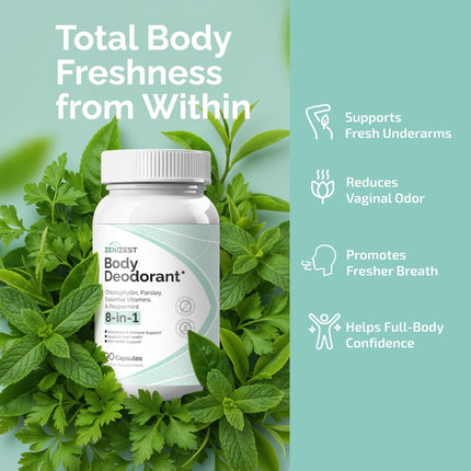 ZeniZest Chlorophyll Complex Supplement - Internal Freshness & Odor Support for Men & Women - Skin & Antioxidant Blend - 90 Vegan Capsules