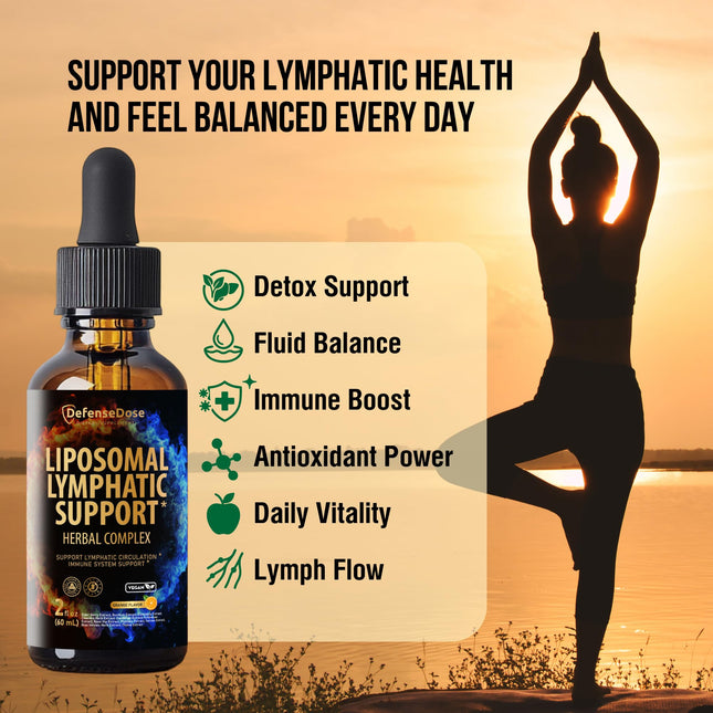 DefenseDose Liposomal Lymphatic Support Drops - Echinacea, Elderberry & Dandelion - Immune & Fluid Balance - Alcohol Free - 2 fl oz